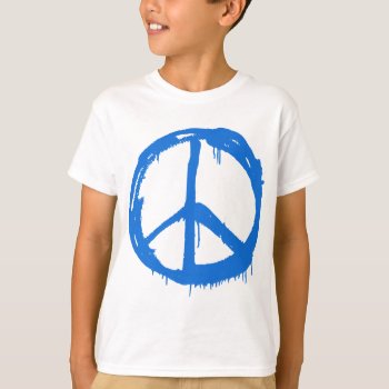 Blue Peace Sign Symbol T-shirt by JaxFunnySirtz at Zazzle