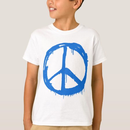 Blue Peace Sign Symbol T-shirt