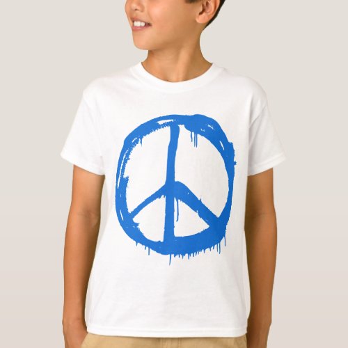 Blue Peace Sign Symbol T_Shirt