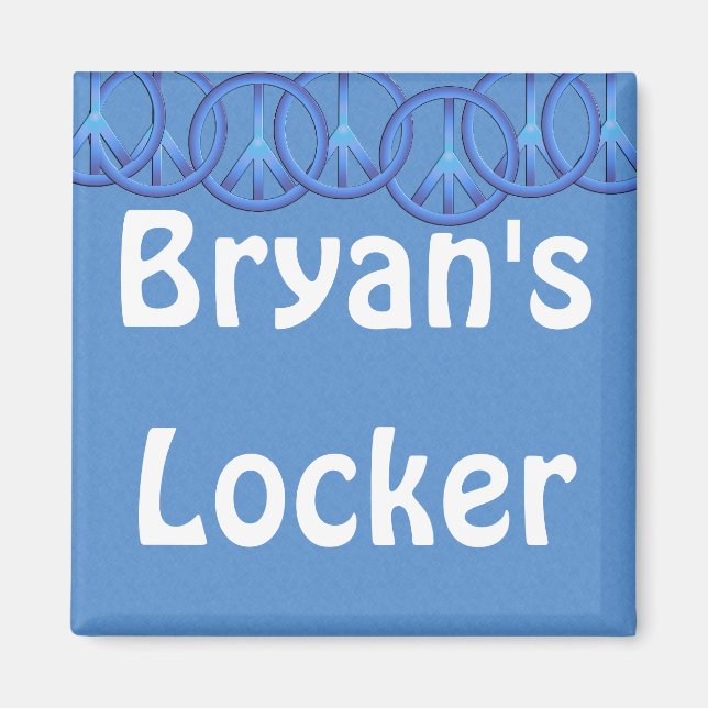 Blue Peace Signs Personalized Locker Magnet (Front)