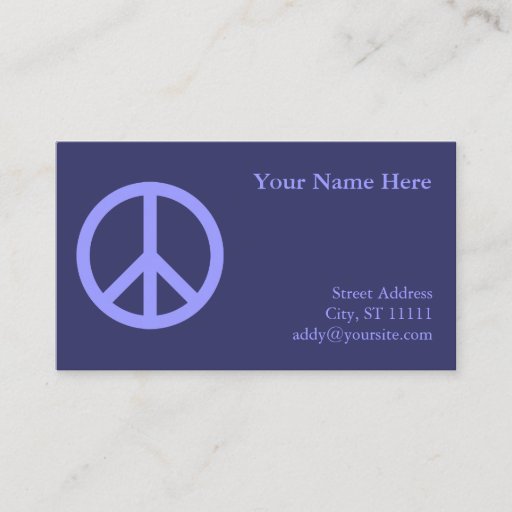 Customizable Blue Peace Symbol Business Card