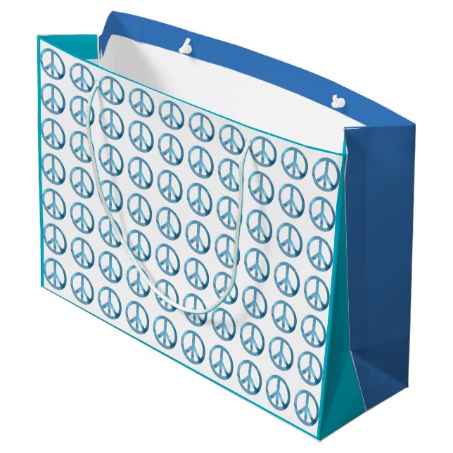BLUE PEACE SYMBOL MOTIF LARGE GIFT BAG (Back Angled)