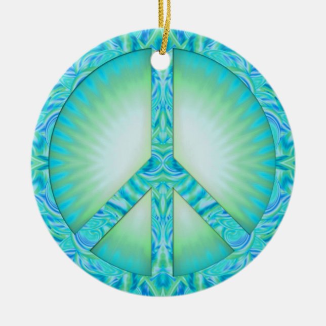 Blue Peace Symbol Ornament (Front)