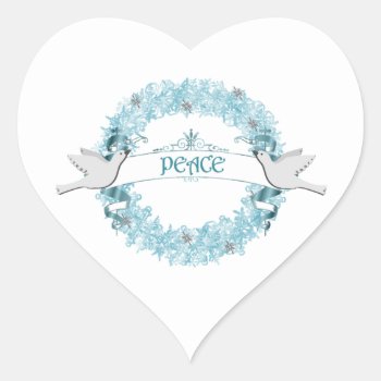 Blue Peace Wreath With Doves Stickers by sfcount at Zazzle