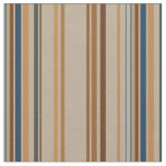 Blue, Peach,  Beige, Brown and Taupe Stripes Fabric