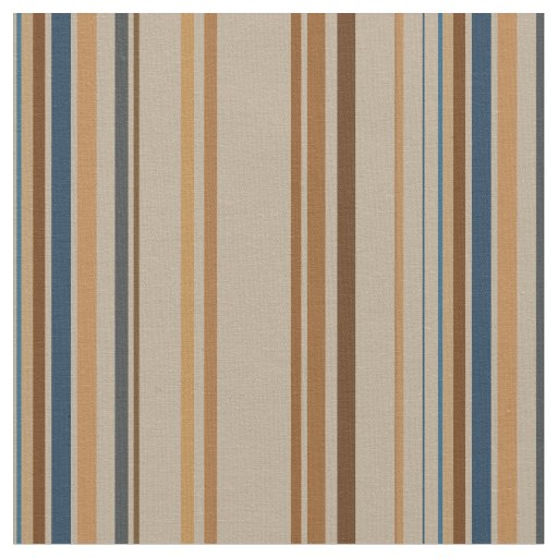 Blue, Peach,  Beige, Brown and Taupe Stripes Fabric