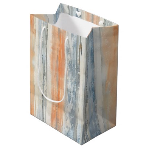 Blue Peach Cream Stripes Birthday Medium Gift Bag