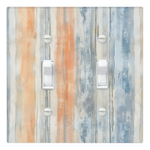 Blue Peach Cream Stripes   Light Switch Cover