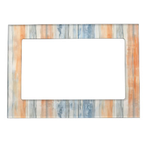 Blue Peach Cream Stripes Magnetic Frame