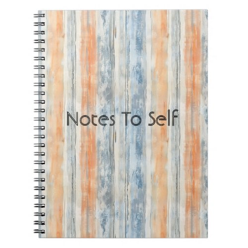 Blue Peach Cream Stripes Personalized Notebook