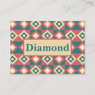 Blue Peach Diamond Geometric Business Card