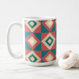 Blue Peach Diamond Geometric  Coffee Mug