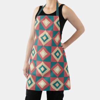 Blue Peach Geometric Diamond Pattern
