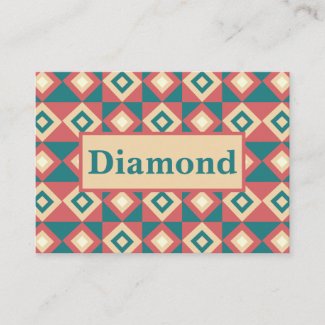 Blue Peach Geometric Diamond Pattern