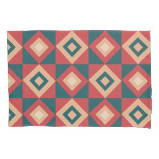 Blue Peach Geometric Diamond Pattern