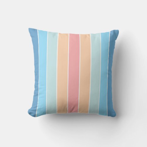 Blue Peach Melon Stripes 2 Throw Pillow