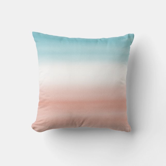 Blue Peach Ombre Outdoor Pillow (Front)