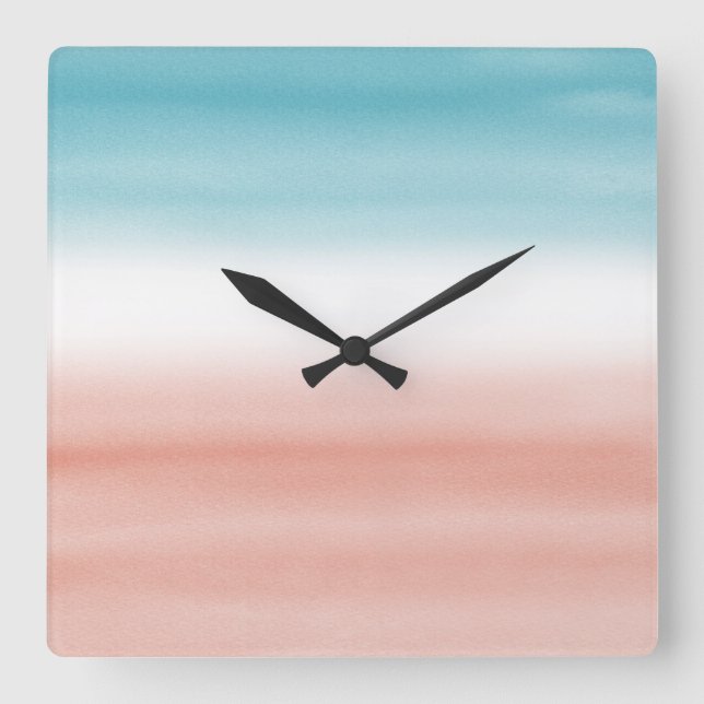 Blue Peach Ombre Square Wall Clock (Front)
