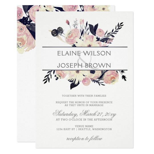 Blue Peach Pink Fl Spring Wedding Invitation Zazzle Blue Peach Pink Fl Spring Wedding Invitation