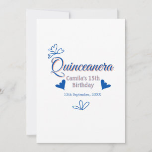 Blue peach quinceanera 15th birthday rustic mexica invitation