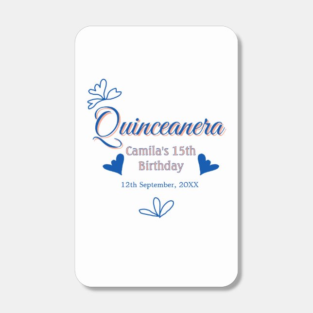 Blue peach quinceanera 15th birthday rustic mexica matchboxes (Front)