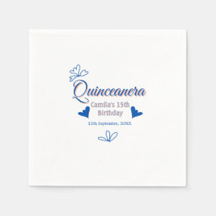 Blue peach quinceanera 15th birthday rustic mexica napkins