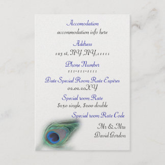 blue peacock 3.5 x 5 accomodation enclosure card