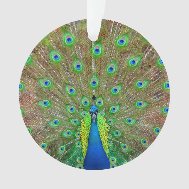 Blue Peacock #3 Ornament (Front)