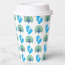 Blue Peacock Baby Shower Paper Cup