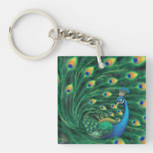 Blue Peacock Bird Keychain