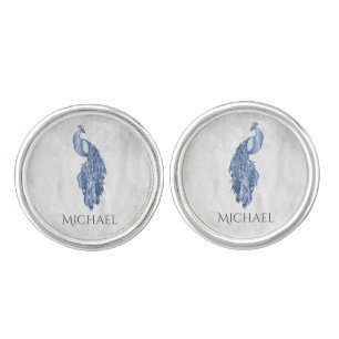 Blue Peacock Cuff Links