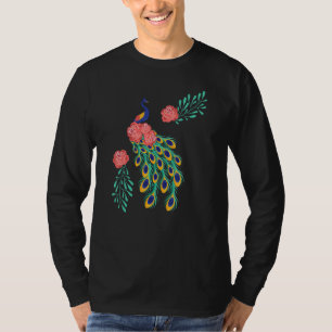 Blue Peacock Dragonflies Birds Animal Graphic T-Shirt