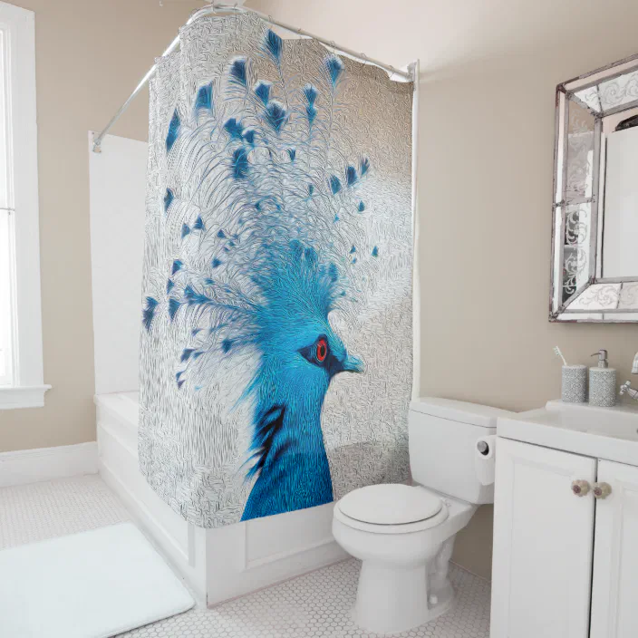Blue Pea Face Head Oil Painting Shower Curtain Zazzle Com Blue Pea Face Head Oil Painting, Oil Painting Shower Curtain