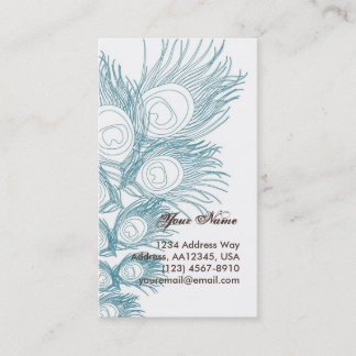 Blue Peacock Feather Business Card