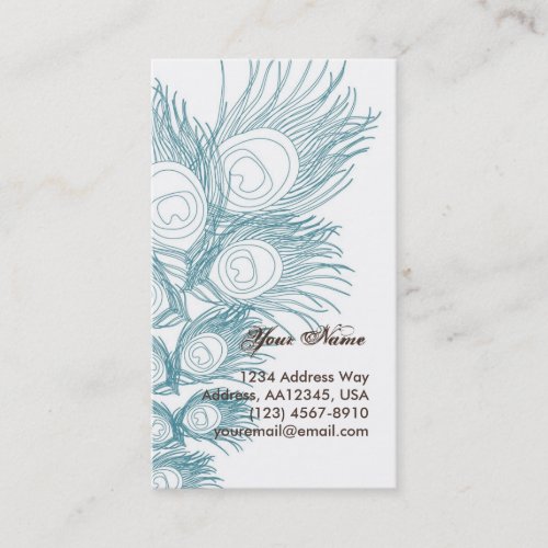 Blue Peacock Feather Business Cards