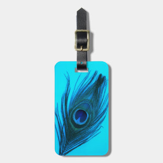 Blue Peacock Feather Luggage Tag