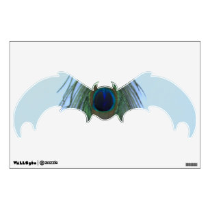 Bat Photo Wall Decals Stickers Zazzle Blue Pea Feather On Gray Bat Wall Decal
