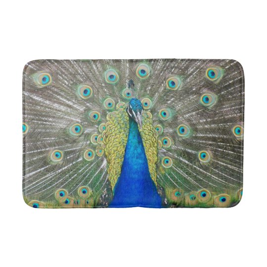 Blue Peacock Feather Plumage Photo Bath Mat | Zazzle.com