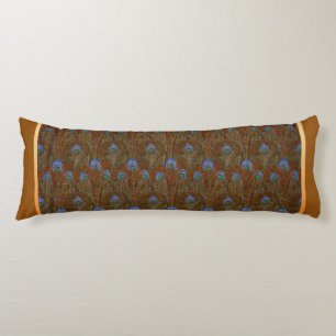 Blue Peacock Feathers Body Pillow