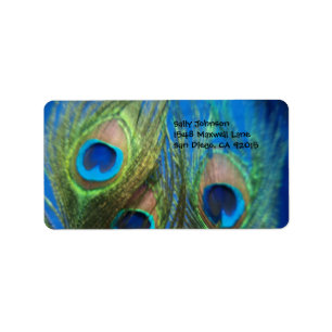 Blue Peacock Feathers Label