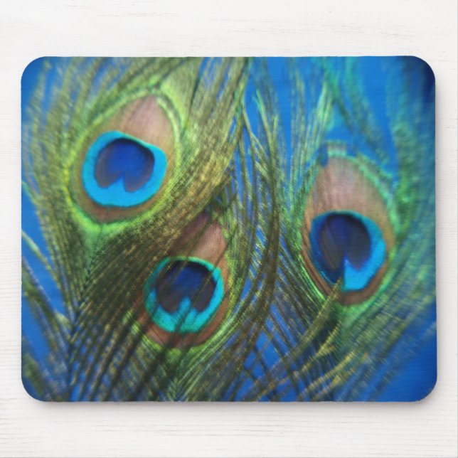 Blue Peacock Feathers Mousepad (Front)