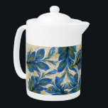 Blue Peacock Feathers Watercolor Hand-painted Teapot<br><div class="desc">Watercolor Hand-painted</div>