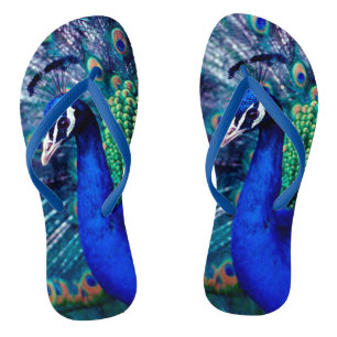 Blue Peacock Flip Flops