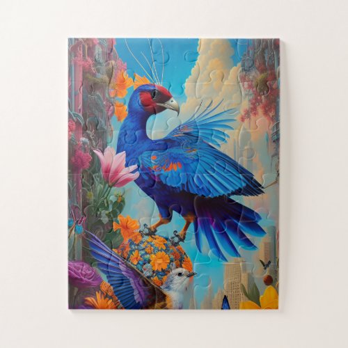 Blue Peacock in Bird Empire Jigsaw Puzzle