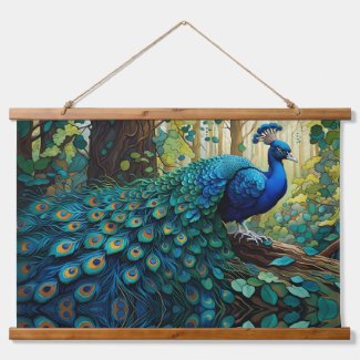 Blue Peacock in the forest