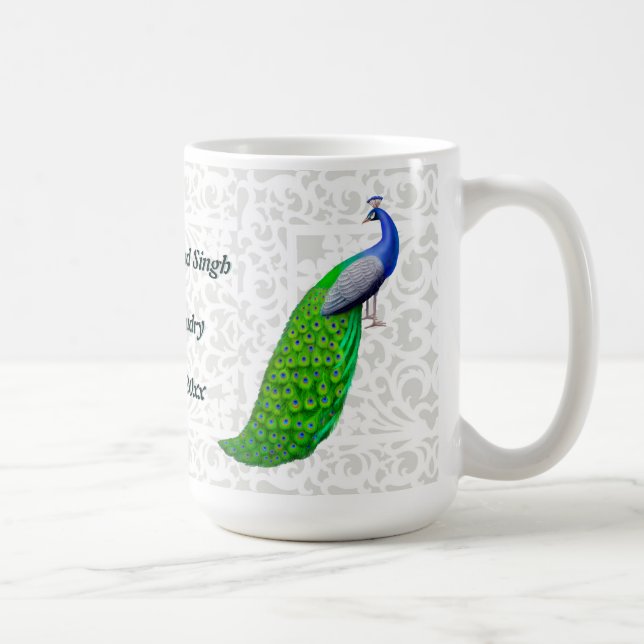 Blue Peacock Indian Wedding Customizable Mug (Right)