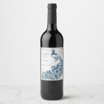 Blue Peacock Leaf Vine Wedding Wine Label<br><div class="desc">Personalize a unique wine label for your wedding and reception with a Blue Peacock Leaf Vine Wedding Wine Label. Wine Label design features a light gray grunge background with a vibrant blue peacock with a leaf vine embellishment. Personalize with the groom and bride's names along with the wedding date. Additional...</div>