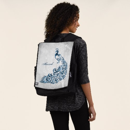 Blue Peacock Personalized Backpack