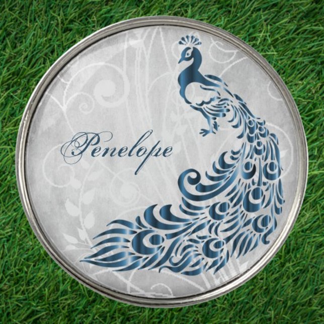 Blue Peacock Personalized Golf Ball Marker (Blue Peacock Personalized Golf Ball Marker)
