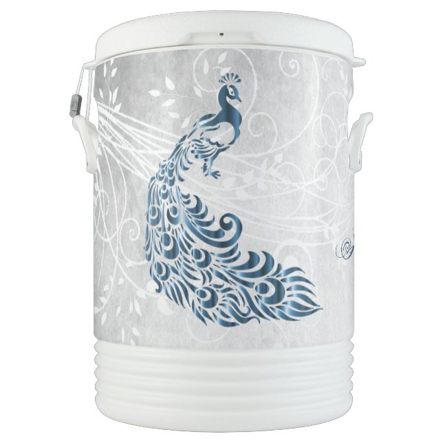 Blue Peacock Personalized Igloo Beverage Cooler (Back)